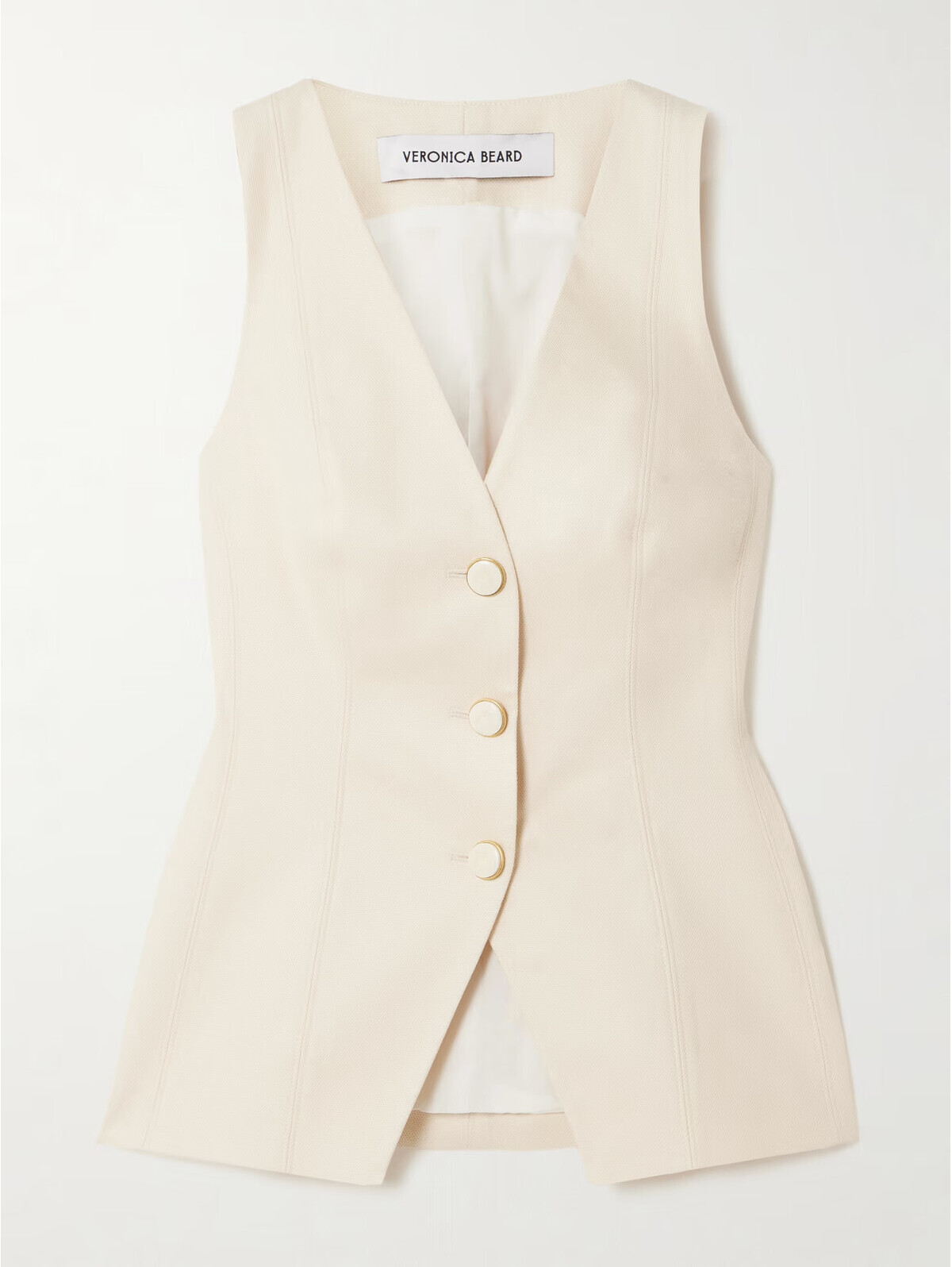 New, Veronica Beard Avalina Lyocell-Blend Vest-Ecru Size 12 #Sj2481